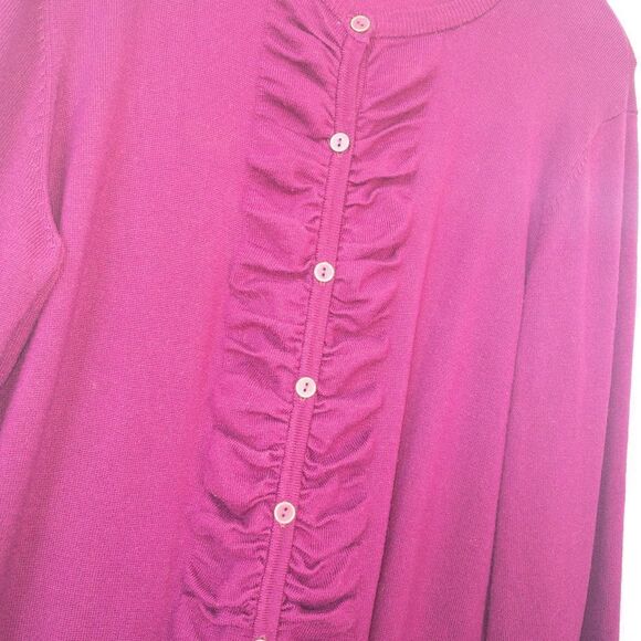 Carolyn Taylor Purple Ruffle Front‎ Button Cardigan Size XL - Picture 2 of 6
